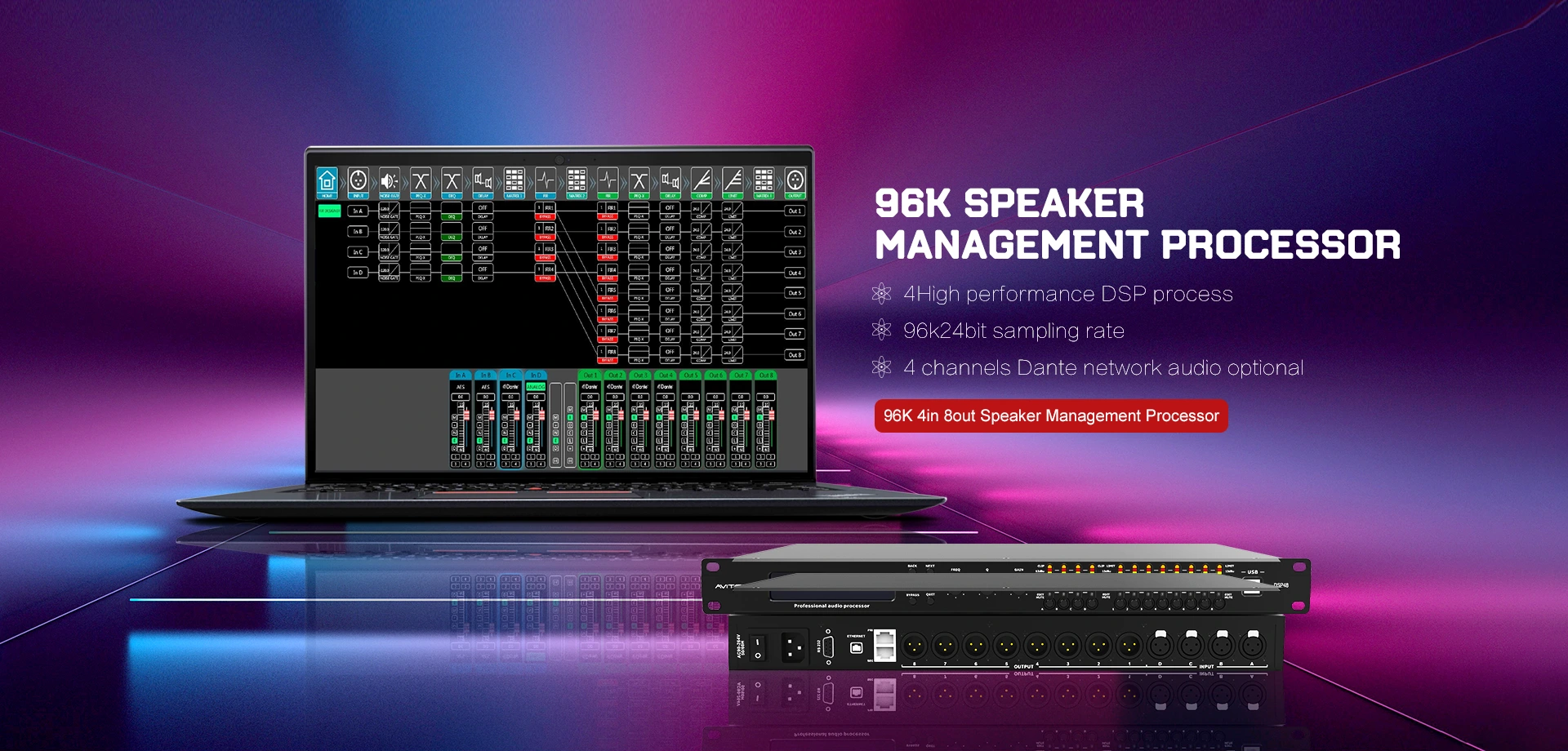 China Dante Network Audio Processor Factory